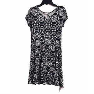 JUSTICE Short Sleeve printed black dress/ Sz:14/16